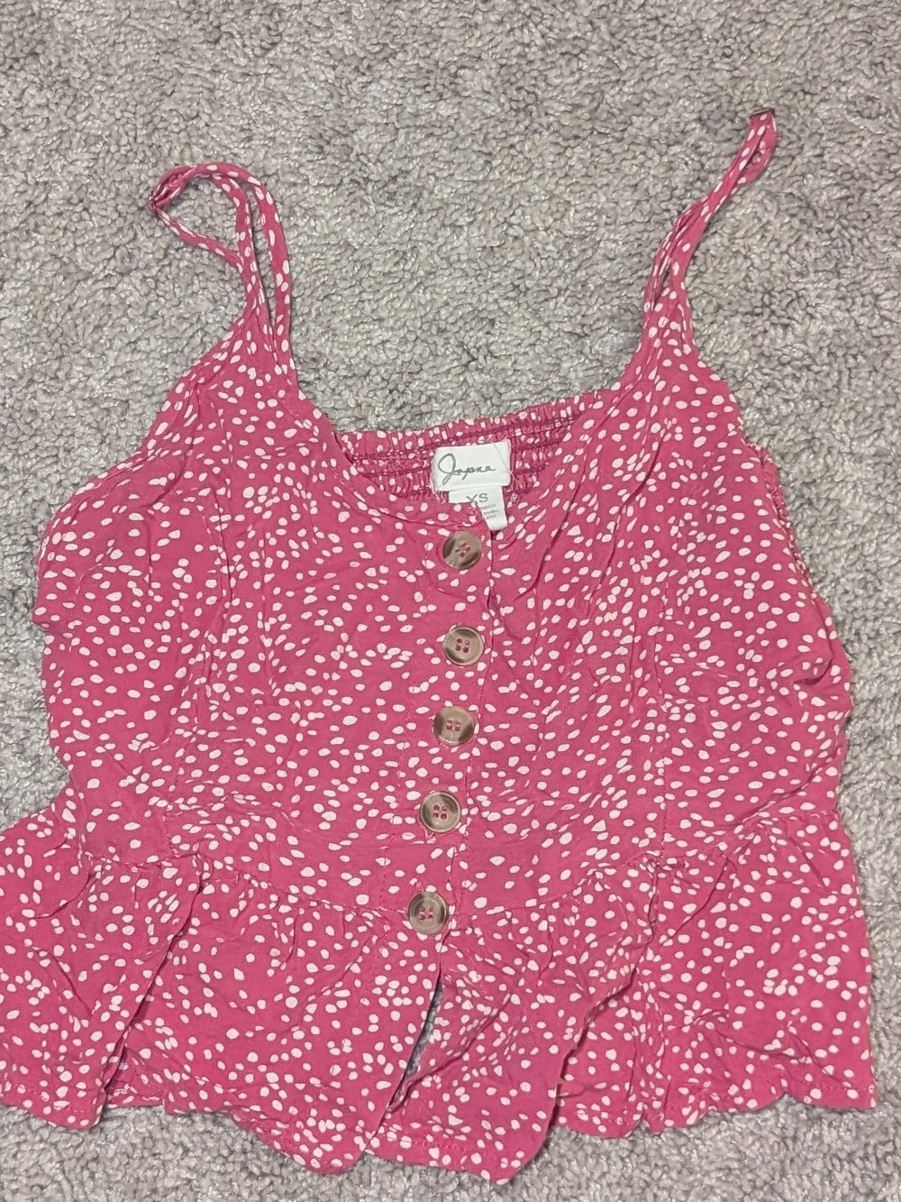 Girls' Pink Spotted Button-Front One-Piece